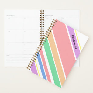 Personalised Multicolor Pastel Striped Planner