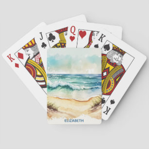 Personalised Multicolored Oceanside Playing Cards