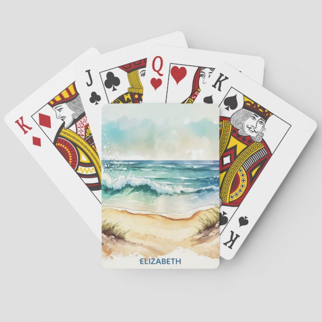 Personalised Multicolored Oceanside Playing Cards (Back)