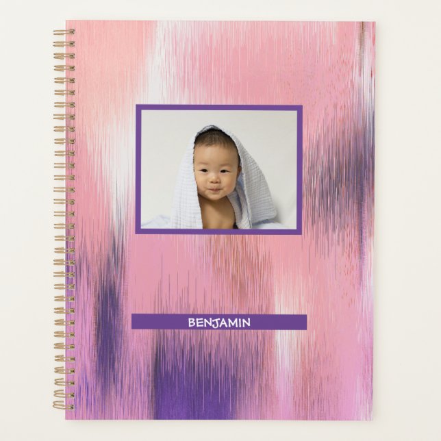 Personalised Multicolored Purple Waves Planner (Front)