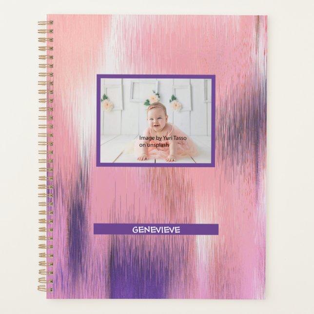 Personalised Multicolored Purple Waves Planner (Front)