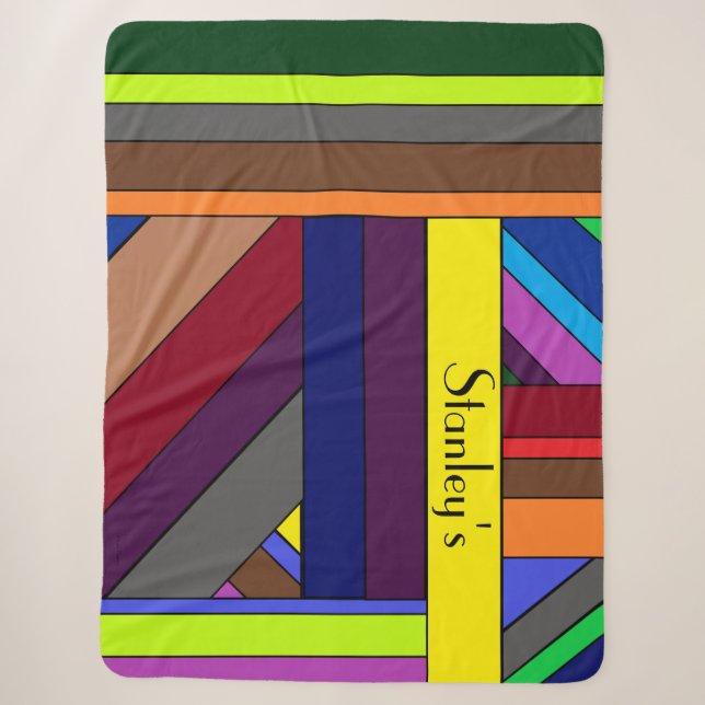 Personalised, Multicolored Striped Sherpa Blanket (Front)
