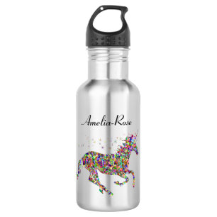 personalised multicolored unicorn 532 ml water bottle