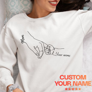 Personalised Mum and Child Hand Line Art  Sweatshirt