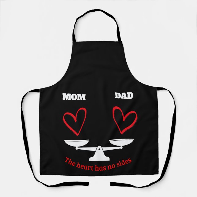 Personalised Mum and Dad Equality Heart Balance Bl Apron (Front)