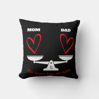 Personalised Mum and Dad Heart Balance Scale Black Cushion