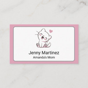Personalised Mum Contact Card with Cute White Cat 