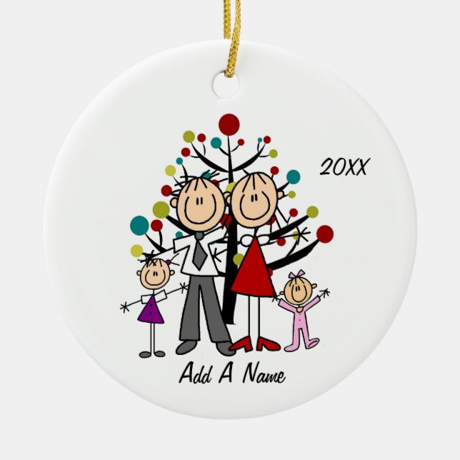 Personalised Mum, Dad, Girl, Toddler Girl Ceramic Tree Decoration (Front)