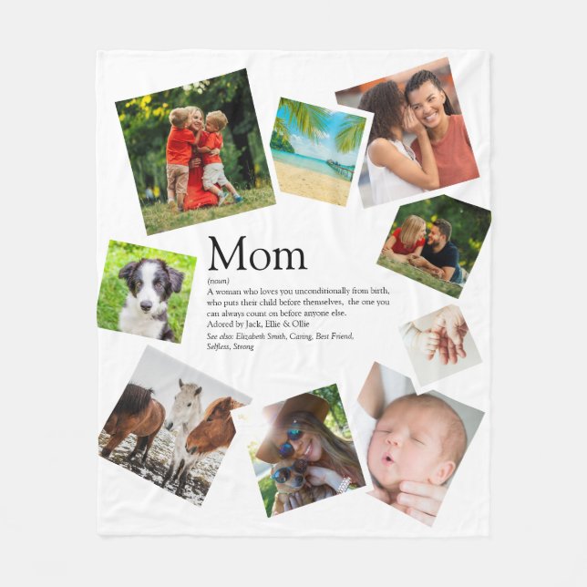 Personalised Mum Definition 9 Photo Collage Fleece Blanket (Front)