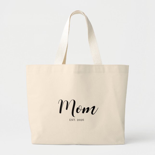 Personalised Mum Est Date Modern Text Style Large Tote Bag (Front)