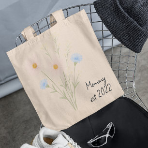 Personalised Mum Est. Tote Bag with Pastel Flower