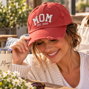 Personalised Mum EST. Year Embroidered Distressed Hat