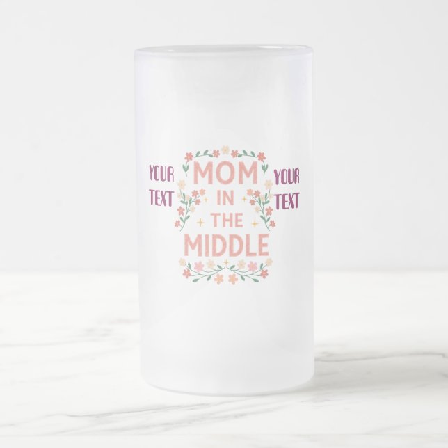 Personalised Mum Floral Custom Text Gift  Frosted Glass Beer Mug (Center)