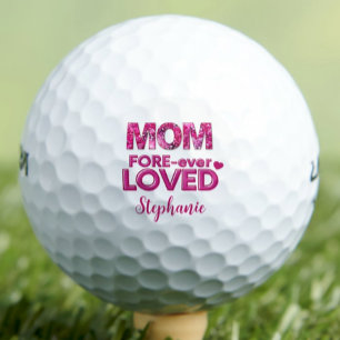 Personalised Mum Gift – Pink FORE-ever Loved Golf Balls