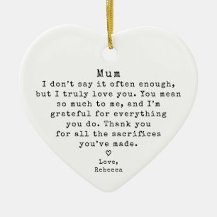 Personalised Mum Gift Vintage Minimal Christmas Ceramic Tree Decoration