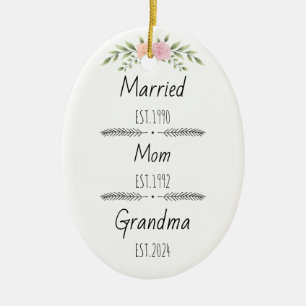 Personalised Mum Grandma Est Custom Year Ceramic Tree Decoration