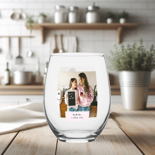 Personalised Mum I Love You Photo  Stemless Wine Glass