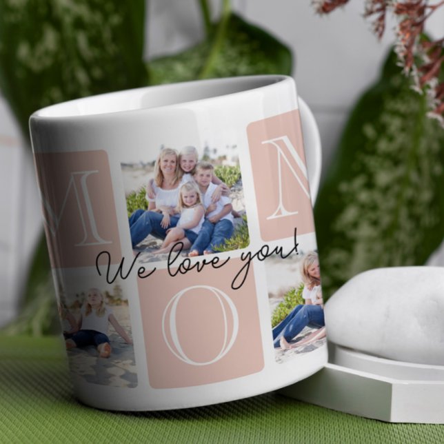 Personalised Mum Love 7 Photo Collage Coffee Mug (Celebrate mom with a timeless and elegant design that’s as special as she is!)