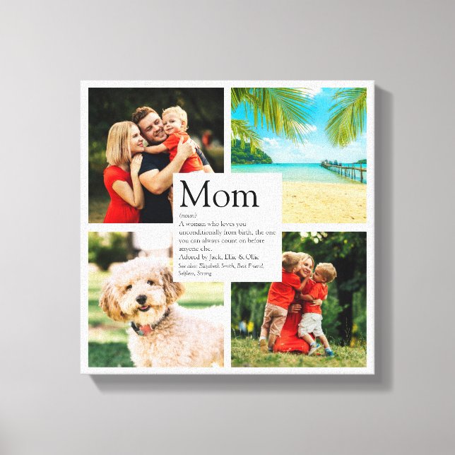 Personalised Mum Name Definition 4 Photo Canvas Print (Front)