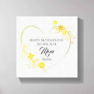 Personalised Mum Name Mother’s Day Floral Heart Canvas Print