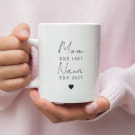 Personalised Mum Nana EST Year Mug | Minimalist<br><div class="desc">Celebrate the special women in your life with this elegant Personalised Mum and Nana EST Year Mug. Featuring a modern minimalist design with stylish calligraphy, this mug is perfect for announcing a new nana or honouring your mum’s legacy. Customise the years to reflect important milestones—makes a thoughtful gift for birthdays,...</div>