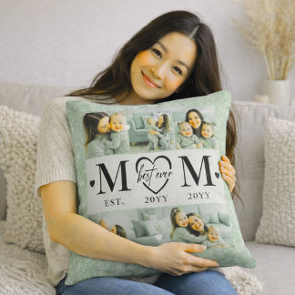 Personalised Mum Photo  Sage Green Cushion