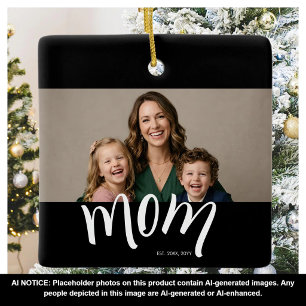 Personalised Mum Photo Year Established Modern Ceramic Ornament