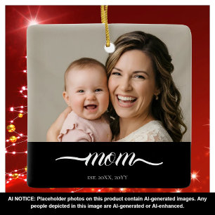 Personalised Mum Photo Year Established Modern Ceramic Ornament