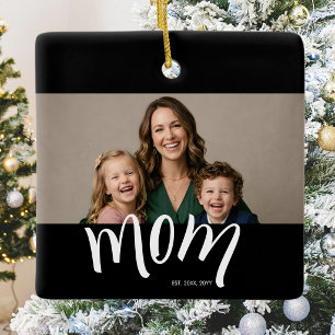 Personalised Mum Photo Year Established Modern Ceramic Ornament