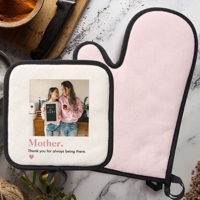 Personalised Mum Thank You Photo Oven Mitt & Pot Holder Set (Creator Uploaded)