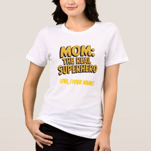 Personalised Mum The Real Superhero mothers day Tri-Blend Shirt