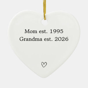 Personalised Mum to Grandma Heart Ceramic Tree Decoration
