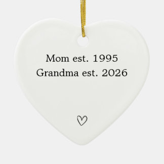 Personalised Mum to Grandma Heart  Ceramic Tree Decoration