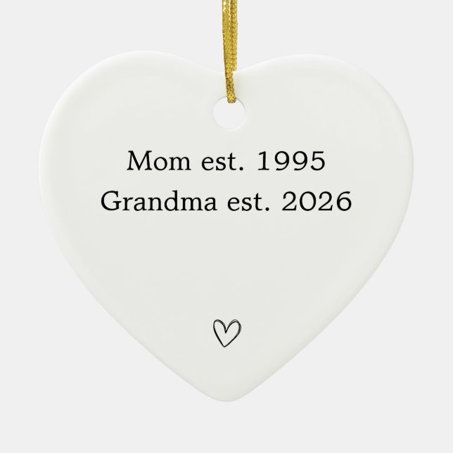 Personalised Mum to Grandma Heart  Ceramic Tree Decoration (Front)
