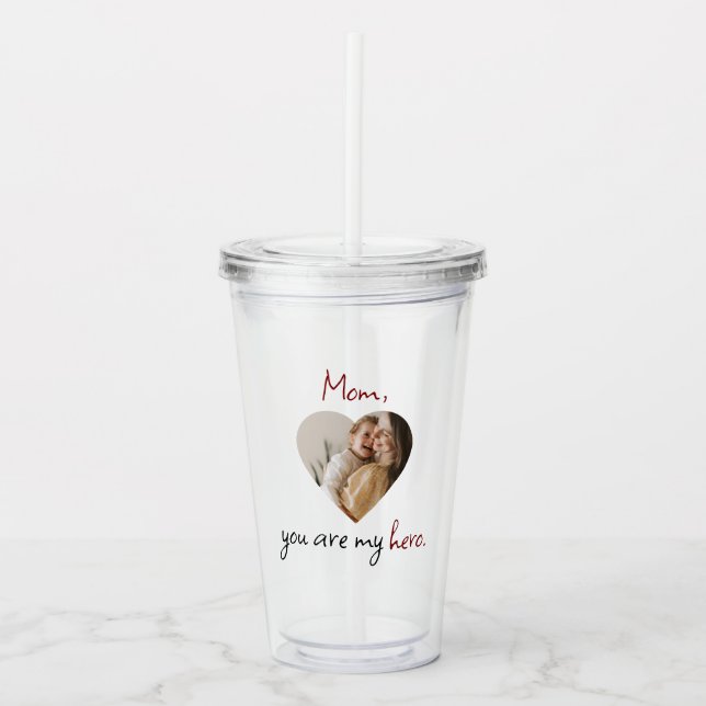 Personalised 'Mum You Are My Hero' Acrylic Tumbler (Front)