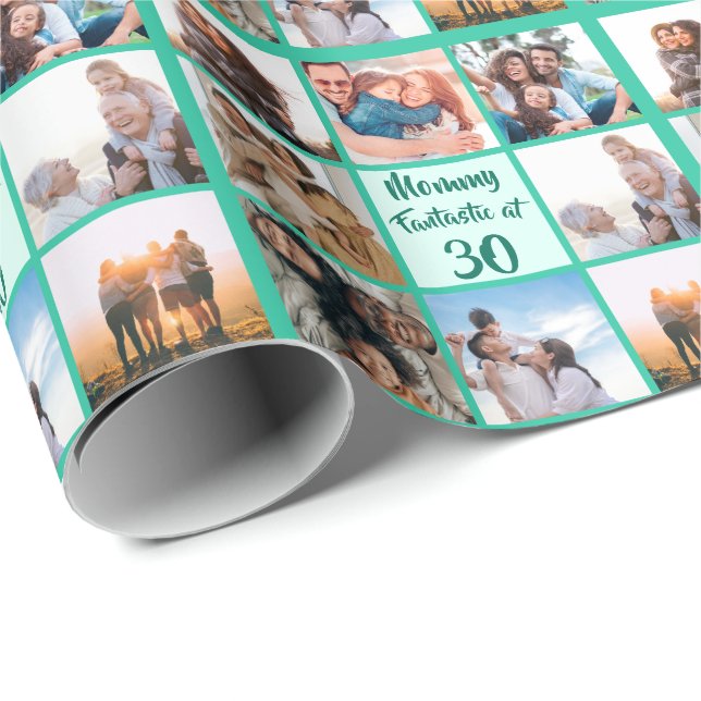 Personalised Mummy 30th birthday photo collage Wrapping Paper (Roll Corner)