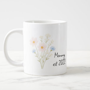 Personalised Mummy Est. Mug with Pastel Wildflower