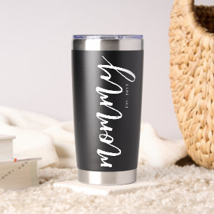 Personalised Mummy Est New Mum Brush Typography Insulated Tumbler