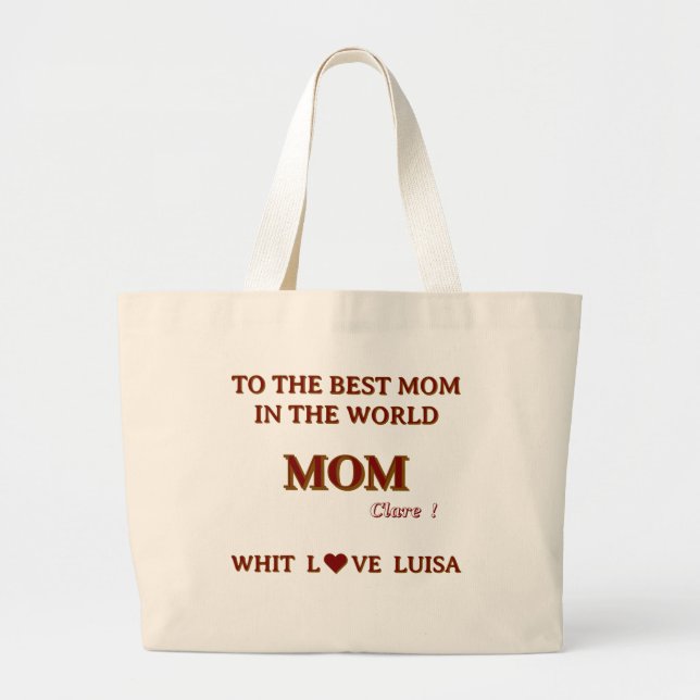 Personalised Mummy mum Script natural Large Tote Bag (Front)