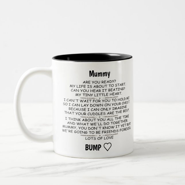 Personalised Mummy To Be from Baby Bump Christmas Two-Tone Coffee Mug (Left)