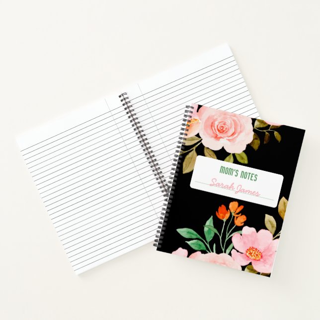 Personalised "Mum's Notes" Black Notebook (Inside)