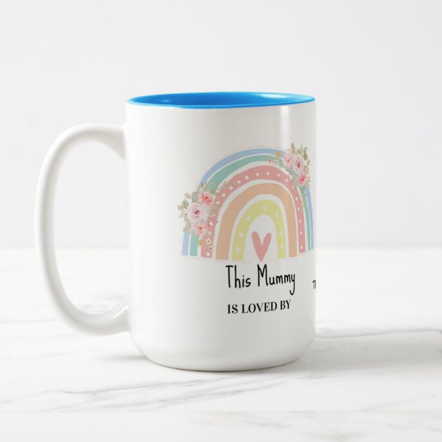 Personalised Mum's Rainbow & Floral Mug (Left)