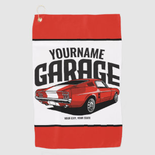 Personalised Muscle Car 1967 Red Fastback Garage  Golf Towel