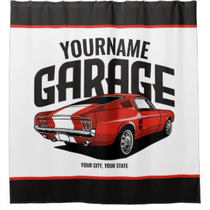Personalised Muscle Car 1967 Red Fastback Garage  Shower Curtain
