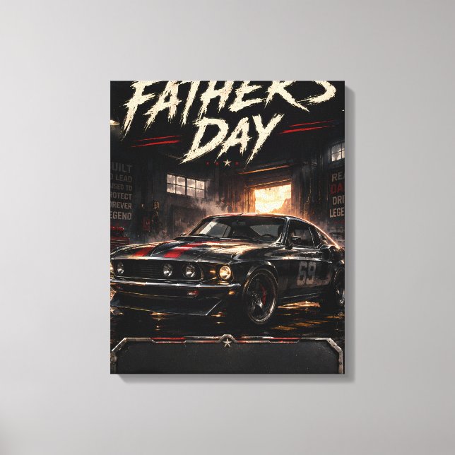 Personalised Muscle Car Dad Canvas Print (Front)