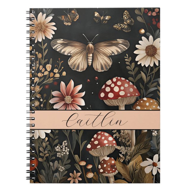 Personalised Mushrooms and Flowers Fall Notebook (Front)