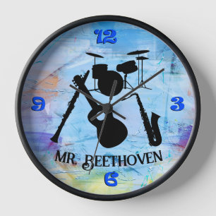 Personalised Music Clock Teacher Gift With Band