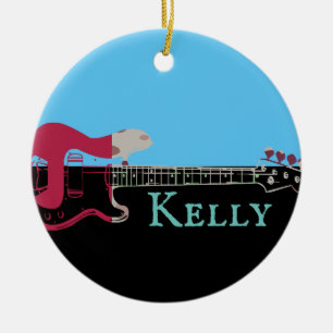 Personalised Music Electric Bass Guitar  Ceramic O Ceramic Tree Decoration