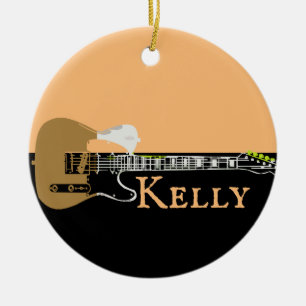 Personalised Music Electric Bass Guitar  Ceramic O Tree Decoration