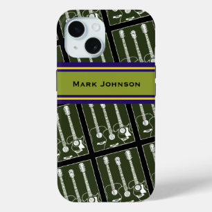 personalised music guitar pattern iPhone 15 case